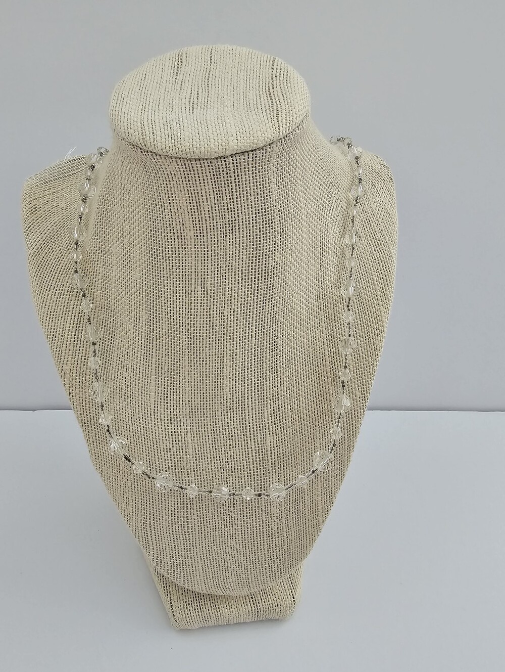 Vintage Clear Faceted Glass Crystal Long Strand Necklace – 29" Opera / Flapper